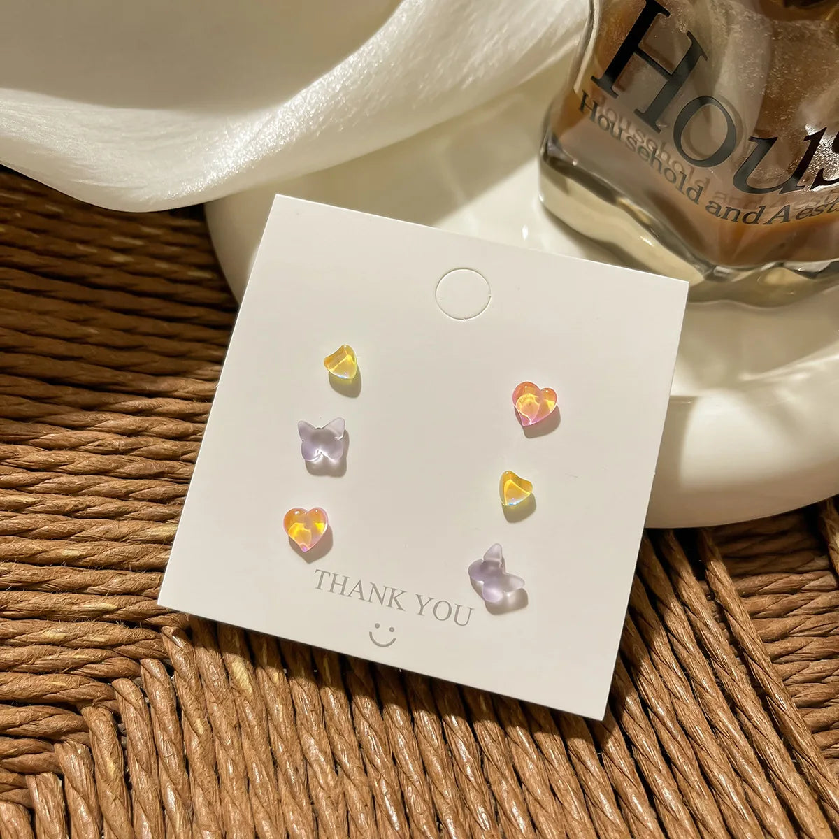 DAIIIBABYYY  -  Geometric Stud Earrings Set Women Laser Colorful Heart Round Butterfly Fish Tail Purple Earring Korean Fashion Jewelry
