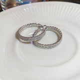 Daiiibabyyy  Silver Needle Zircon Leaf Geometric Circle Earrings European and American Fashion High-end Earring Daily Commuting Jewelry