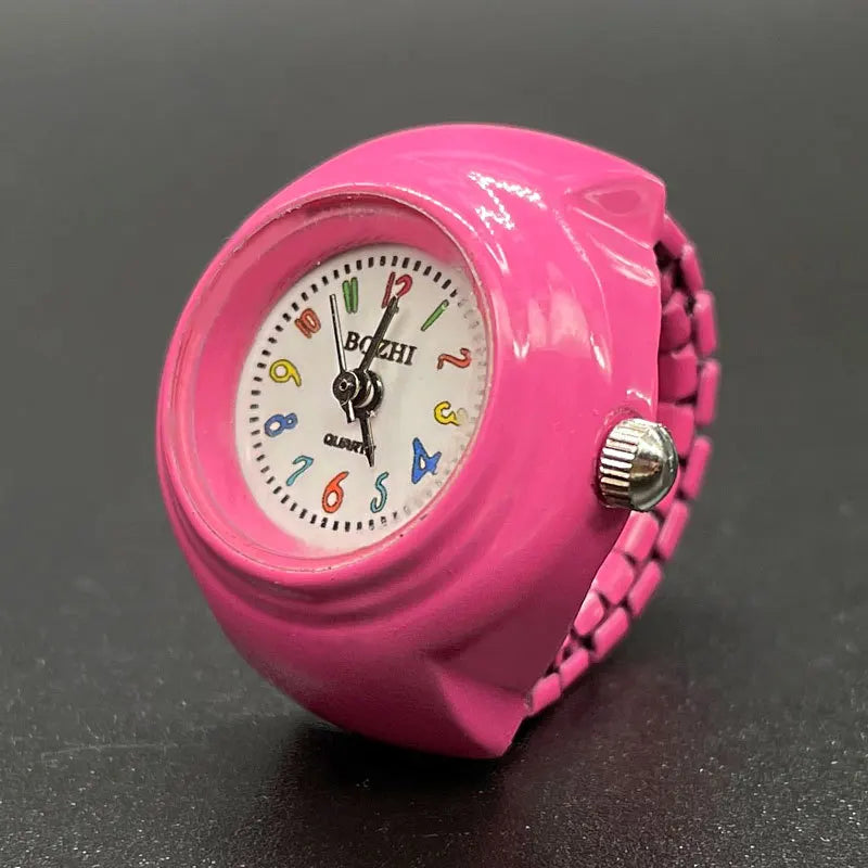 DAIIIBABYYY  -  Kids Cute Cartoon Number Watch Finger Rings Mini Clock Watches Elastic Strap Ring Women Men Funny anillos Jewelry Gift