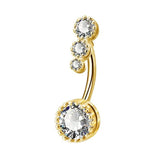 DAIIIBABYYY  -  Fashion Zircon Heart Belly Button Piercing for Women Stainless Steel Long Flower Pendant Navel Rings Piercing Ombligo Jewelry