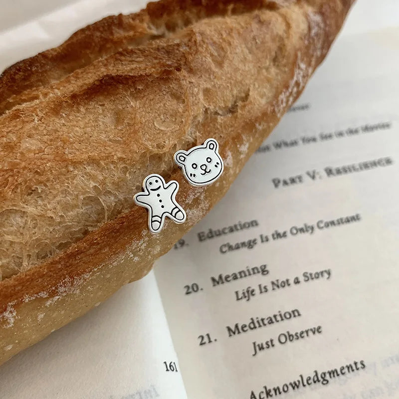 DAIIIBABYYY  -  New Arrival Trendy Cartoon Man & Bear Animal Needle Ladies Stud Earrings Anti Allergy For Women Christmas Gifts