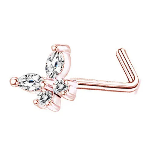 DAIIIBABYYY  -  1PC Stainless Steel Small Nose Rings Crystal Zircon Butterfly Flower Heart Nose Studs 20G Body Piercing Jewelry For Women Men
