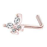 DAIIIBABYYY  -  1PC Stainless Steel Small Nose Rings Crystal Zircon Butterfly Flower Heart Nose Studs 20G Body Piercing Jewelry For Women Men