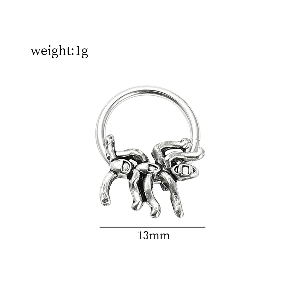 DAIIIBABYYY  -  Fashion Punk Stainless Steel Nose Ring Silver Color Gothic Insect Nose Rings For Women Men Body Cartilage Piercing Jewelry
