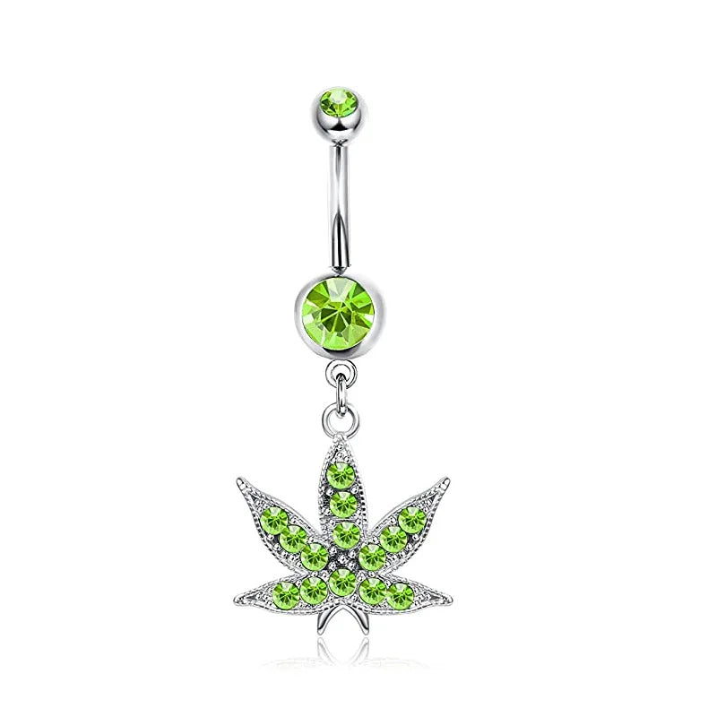 DAIIIBABYYY  -  Fashion Crystal Stainless Steel Flower Butterfly Belly Piercing for Women Silver Color Belly Button Rings Body Jewelry