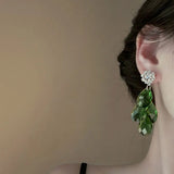 Daiiibabyyy Fashion Water Drop Glass Crystal Earrings For Women Elegant Temperament Wedding Party Jewelry Gift