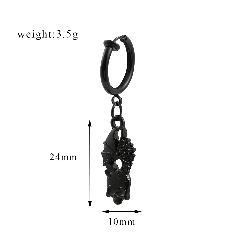 DAIIIBABYYY  -  Fashion Hip Hop Weapon Pendant Earrings Gothic Skull Ear Clip Earrings for Women Men Trendy Ear Accessories Charm Jewelry Gifts