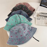 Butterfly Embroidery Bucket Hat For Women Summer Cowboy  Hat Autumn Ladies Fisherman Caps Outdoor Travel Sun Protect Hats
