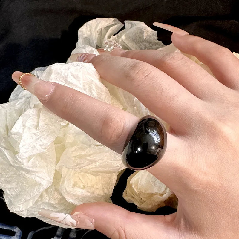 DAIIIBABYYY  -  Trendy Gradient Colorful Transparent Resin Acrylic Big Ring Geometric Oval Finger Rings For Women Fashion Hand Stackable Jewelry