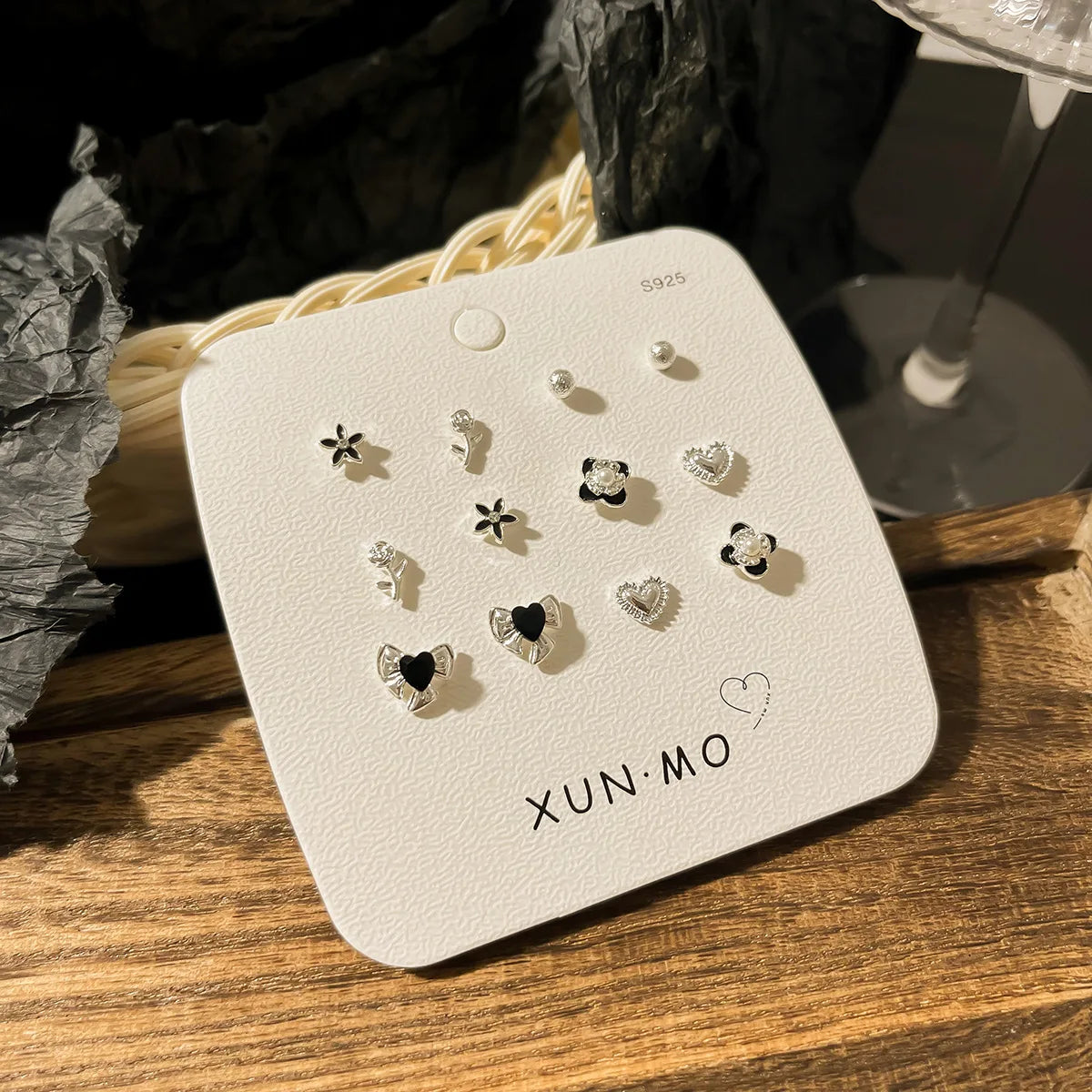 DAIIIBABYYY  -  Sweet Y2K Blue Aurora Rhinestone Heart Star Moon Stud Earrings Set Women Korean Fashion Butterfly Earring Jewelry Gift