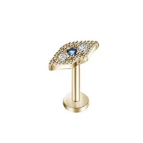 DAIIIBABYYY  -  1Piece Flower Moon Snake CZ Nose Hoop Butterfly Leaf Daith Conch Helix Stud Earrings Internal Thread Piercing Surgical Steel 16G