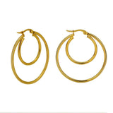 DAIIIBABYYY  -  2Pc Stainless Steel Exaggerated Round Bead Hoop Earring Women Men Smooth Design Vintage Double Rings Earring Personality Jewelry