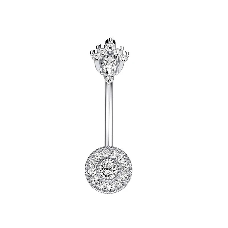 DAIIIBABYYY  -  Fashion Crystal Stainless Steel Flower Butterfly Belly Piercing for Women Silver Color Belly Button Rings Body Jewelry