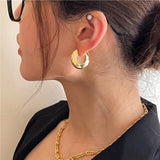 Daiiibabyyy  New Design Round Metal Hoop Earrings Simple Stylish Thick Brass Hollow Circle Earring Ear Buckle Minimalist Trend Daily Earrings
