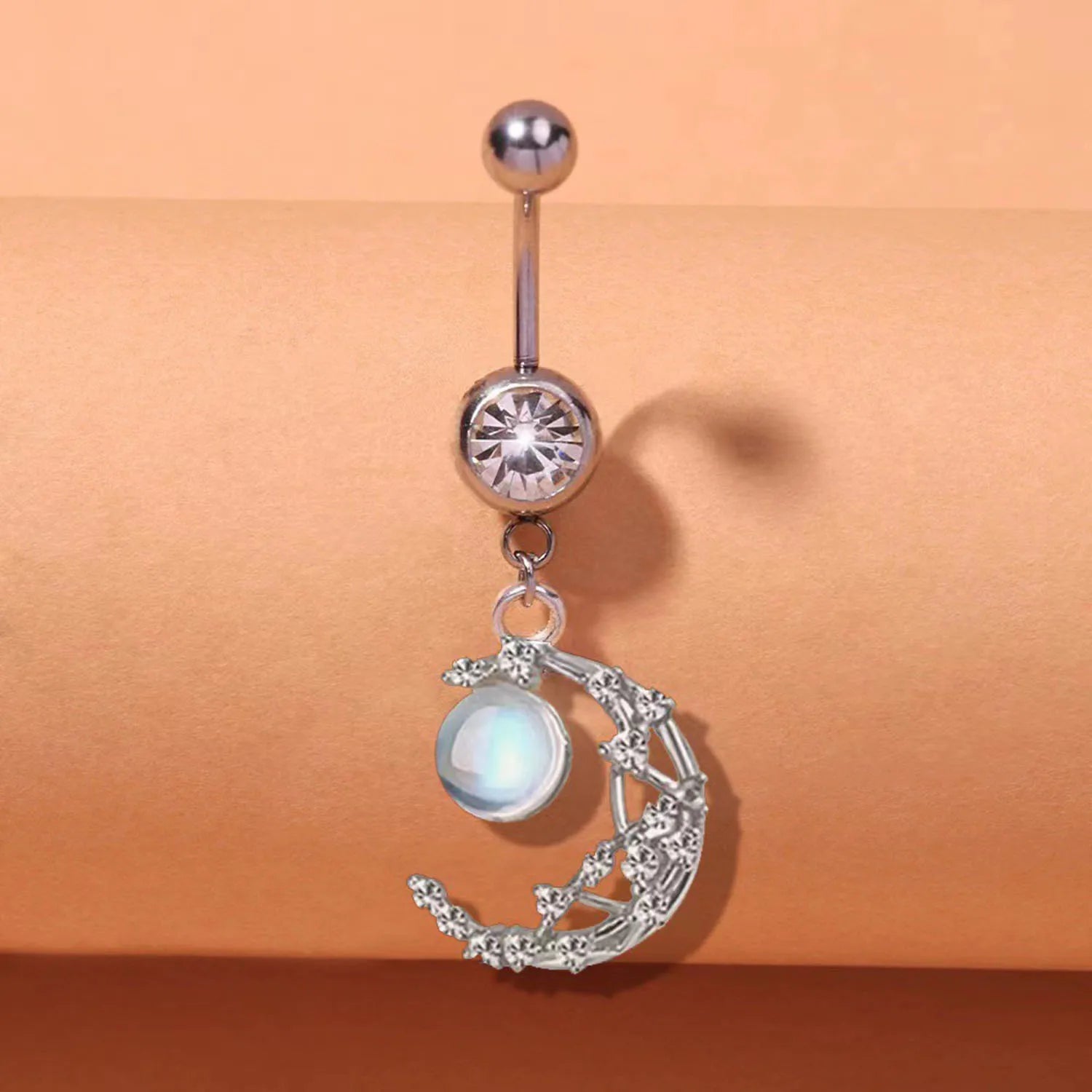 DAIIIBABYYY  -  Punk Butterfly Belly Button Rings Stainless Steel Dangle Zircon Dangle For Women Belly Navel Rings Body Belly Piercing Jewelry