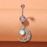 DAIIIBABYYY  -  Punk Butterfly Belly Button Rings Stainless Steel Dangle Zircon Dangle For Women Belly Navel Rings Body Belly Piercing Jewelry