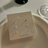 DAIIIBABYYY  -  Elegant Shiny Rhinestone Colorful Earrings Set for Women Wedding Jewelry Gift Girls Fashion Charm Zircon Stud Earing