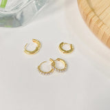 DAIIIBABYYY  -  Simple Rhinestone Round Hoop Ear Buckle Earrings Women Korean Fashion INS Girls Elegant Wedding Daily Earring Jewelry