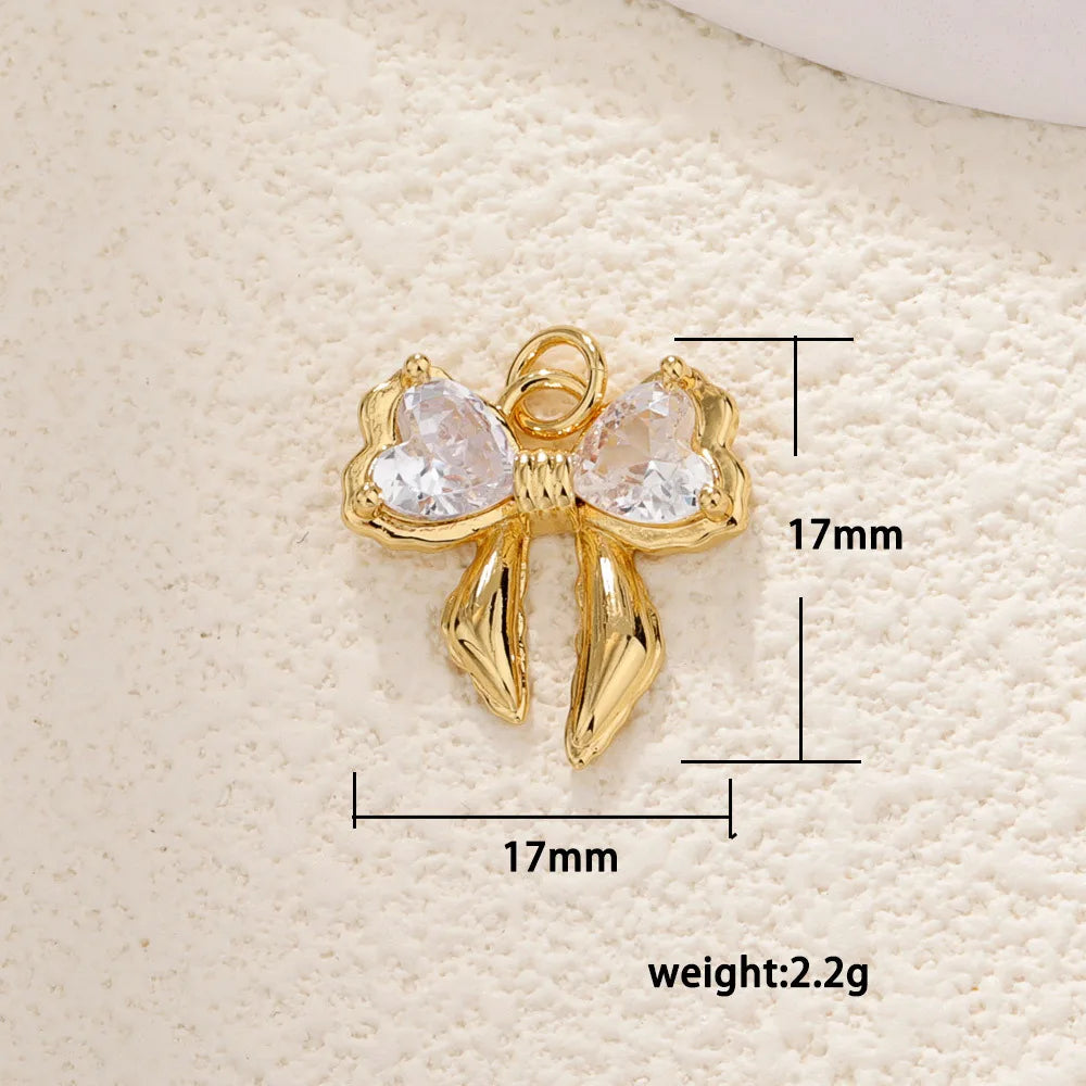DAIIIBABYYY  -  1 piece Brass Material Cute Zircon Knot Bow Charms For Women DIY Pendant Earrings Bracelet Necklace Jewelry Wholesale