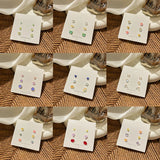 DAIIIBABYYY  -  Geometric Stud Earrings Set Women Laser Colorful Heart Round Butterfly Fish Tail Purple Earring Korean Fashion Jewelry