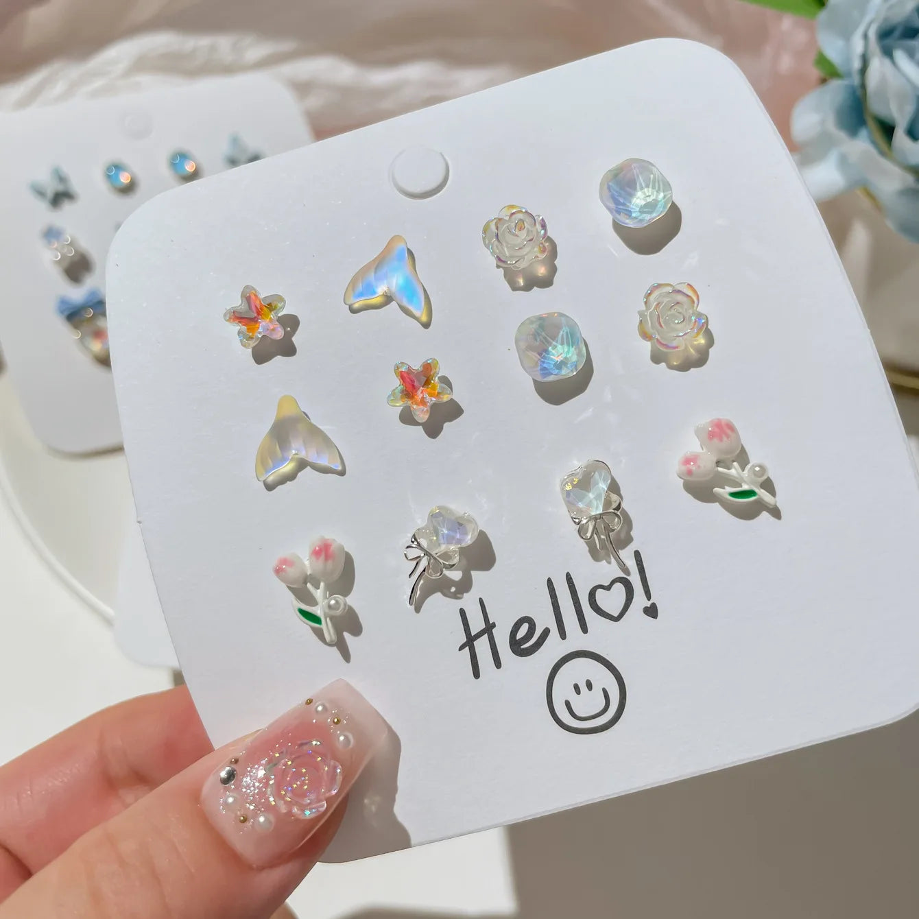 DAIIIBABYYY  -  Cute Pink Heart Butterfly Cat Cartoon Stud Earrings Set for Women Fashion Girls Dreamy Bow Pearl Floral Earring Jewelry