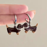 DAIIIBABYYY  -  Fashion Asymmetrical Metal Enamel Glaze Dog Drop Earrings For Women European American Style Earring Party Jewelry Gifts