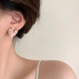 DAIIIBABYYY  -  Charm Pink Enamel Love Heart Stud Earrings for Women 2023 New Trendy White Oil Drips Dangle Earring Korea Jewelry Accessories