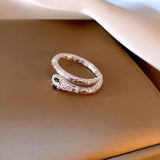 Daiiibabyyy  Korean Simple Zircon Serpentine Opening Rings Light Luxury Finger Ring High Grade Handmade Jewelry for Women