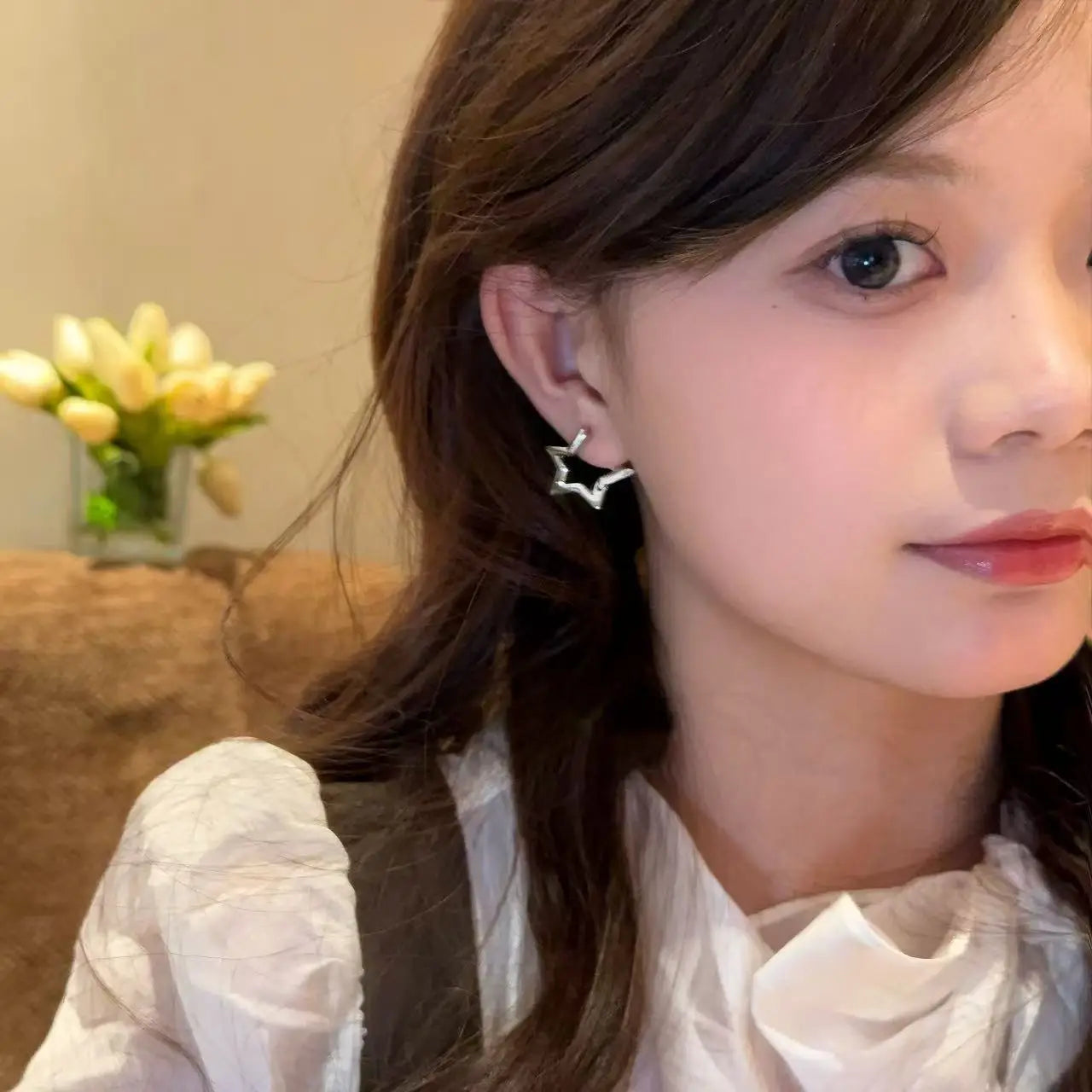 DAIIIBABYYY  -  stars Earrings For Women Stainless Steel Star Hoop Earring Girl Jewelry Gift Charm Hypoallergenic Accessories