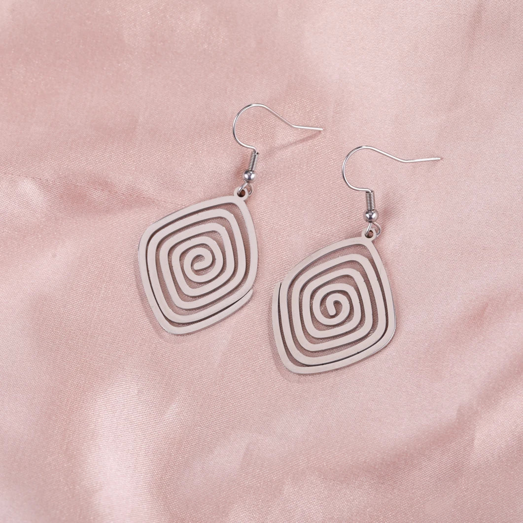 DAIIIBABYYY  -  Irregular Spiral Swirl Drop Earrings Women Gold Color Stainless Steel Geometric Earring Trend Jewelry Gift Wholesale