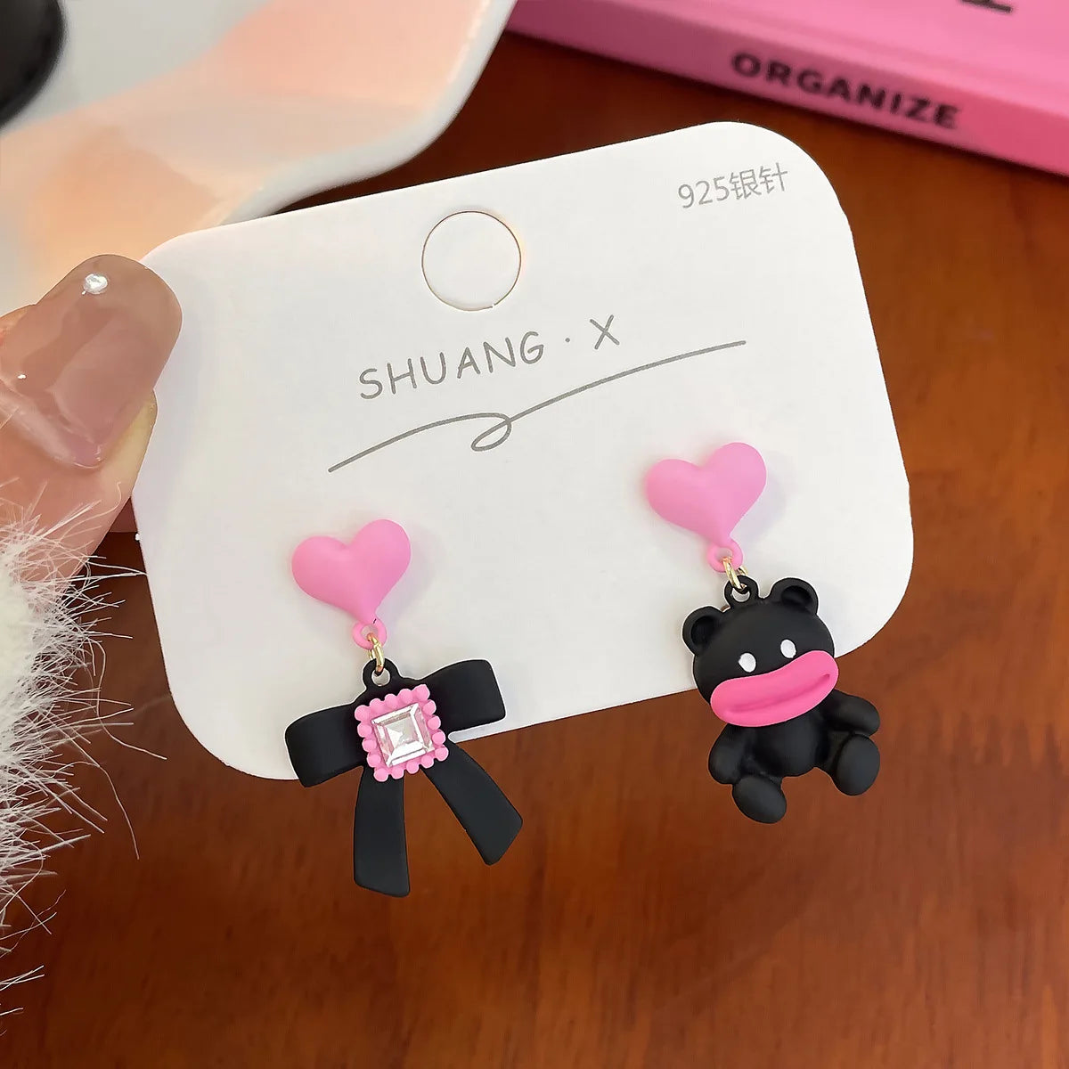 DAIIIBABYYY  -  Pink Glass Heart Butterfly Stud Earrings Set White Flower Korean Fashion Women Sweet Earring Jewelry Piercing brincos