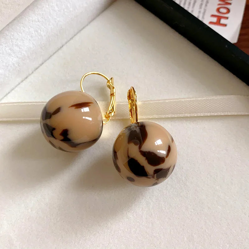 DAIIIBABYYY  -  Resin Leopard Print Ear Buckle Retro Earrings Wholesale for Women