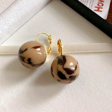 DAIIIBABYYY  -  Resin Leopard Print Ear Buckle Retro Earrings Wholesale for Women
