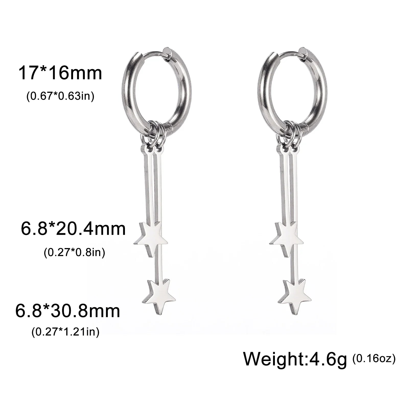 DAIIIBABYYY  -  Love Star Pendant Stainless Steel Earrings for Women's Girls Fashion Sweet Romantic Valentine's Day Gifts Jewelry Gifts