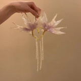 DAIIIBABYYY  -  Summer Sweet Fairy Cosplay Hanfu Accessories Female Mermaid Earrings Ear Hook Elf Tassel Hair Accessories Photography Props