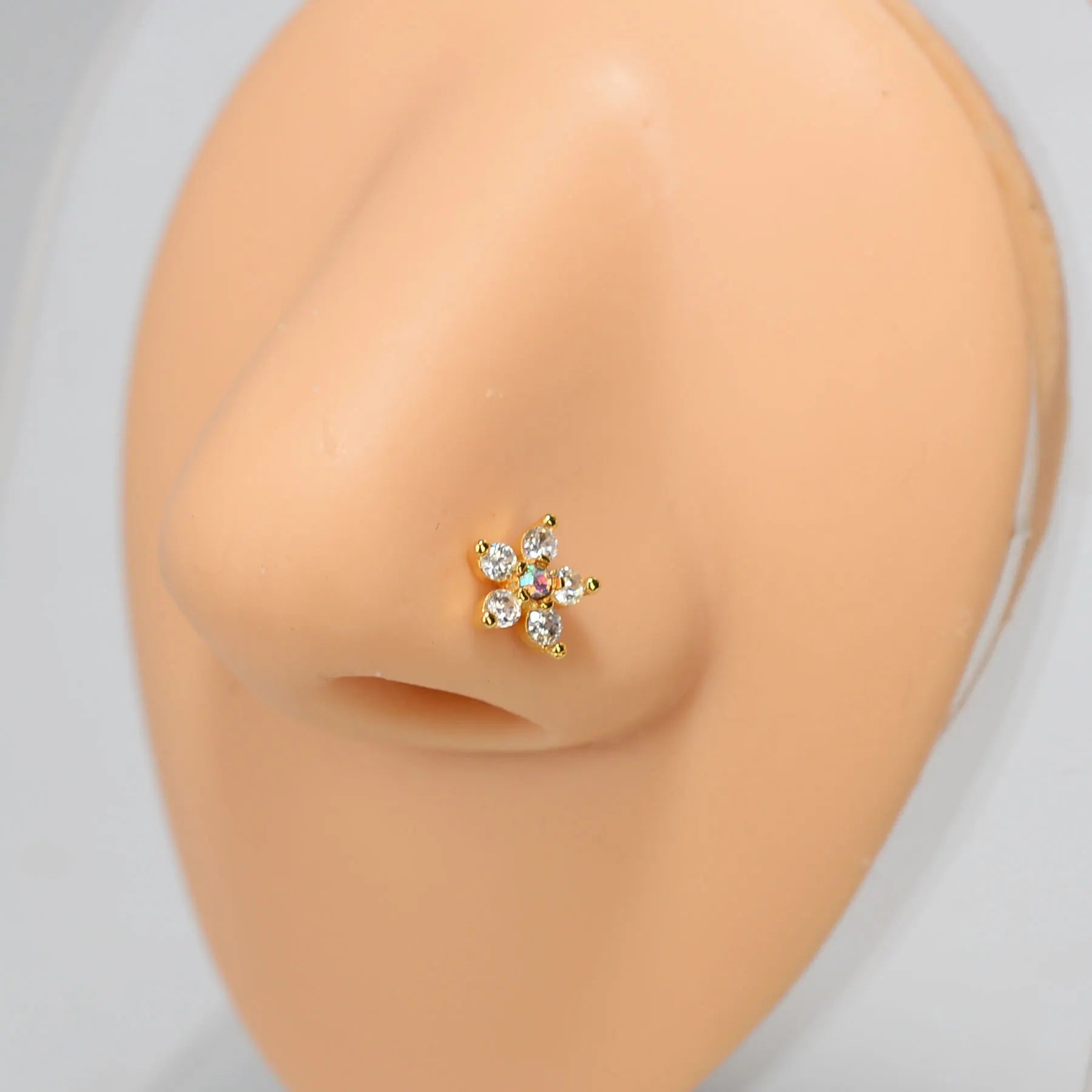 DAIIIBABYYY  -  1PC Stainless Steel Small Nose Rings Crystal Zircon Butterfly Flower Heart Nose Studs 20G Body Piercing Jewelry For Women Men