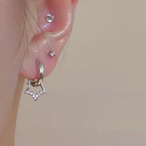 DAIIIBABYYY  -  Crystal Star Drop Earrings for Women Girls Fashion Zircon Silver Color Five Pointed Star Ear Buckle Party Y2K Jewelry Gift