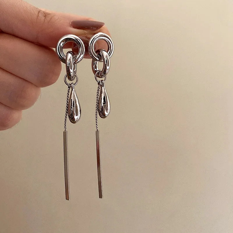 DAIIIBABYYY  -  Fashion Simple Metal Chain Pendant Earrings For Women Personality Popular Long Earrings Travel Jewelry Gift