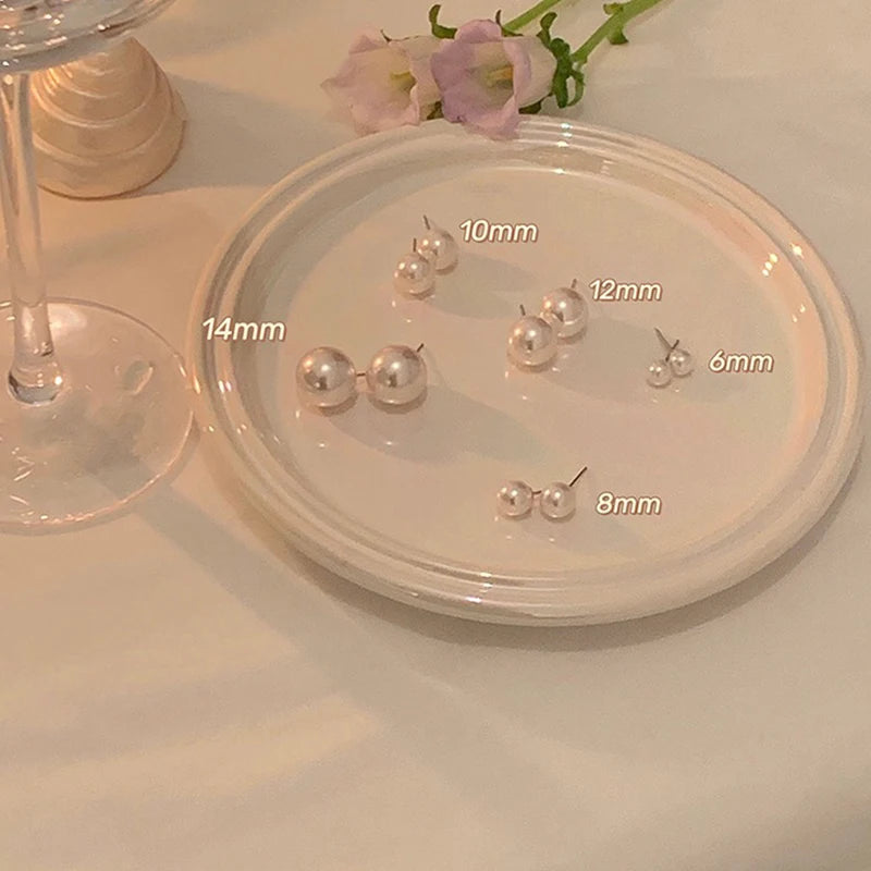 DAIIIBABYYY  -  Elegant Big Round Imitation Pearl Ear Clip Stud Earring Wedding Jewelry for Women Korean Fashion No Piercing Earrings