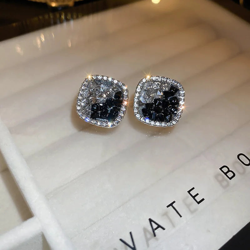 DAIIIBABYYY  -  Luxury Blue Gradient Crystal Butterfly Flower Pearl Earrings Flower Geometric Women Korean Fashion Kpop Tassel Earring