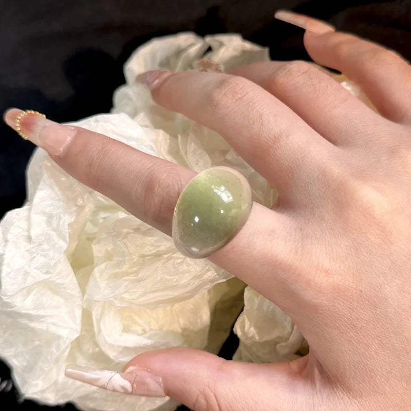 DAIIIBABYYY  -  Trendy Gradient Colorful Transparent Resin Acrylic Big Ring Geometric Oval Finger Rings For Women Fashion Hand Stackable Jewelry