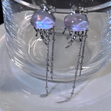 Daiiibabyyy Lovely Deep-Sea Jellyfish Elves Long Tassel Drop Earrings Mini Star Transparent Crystal Chain Earrings Women Jewelry Gifts