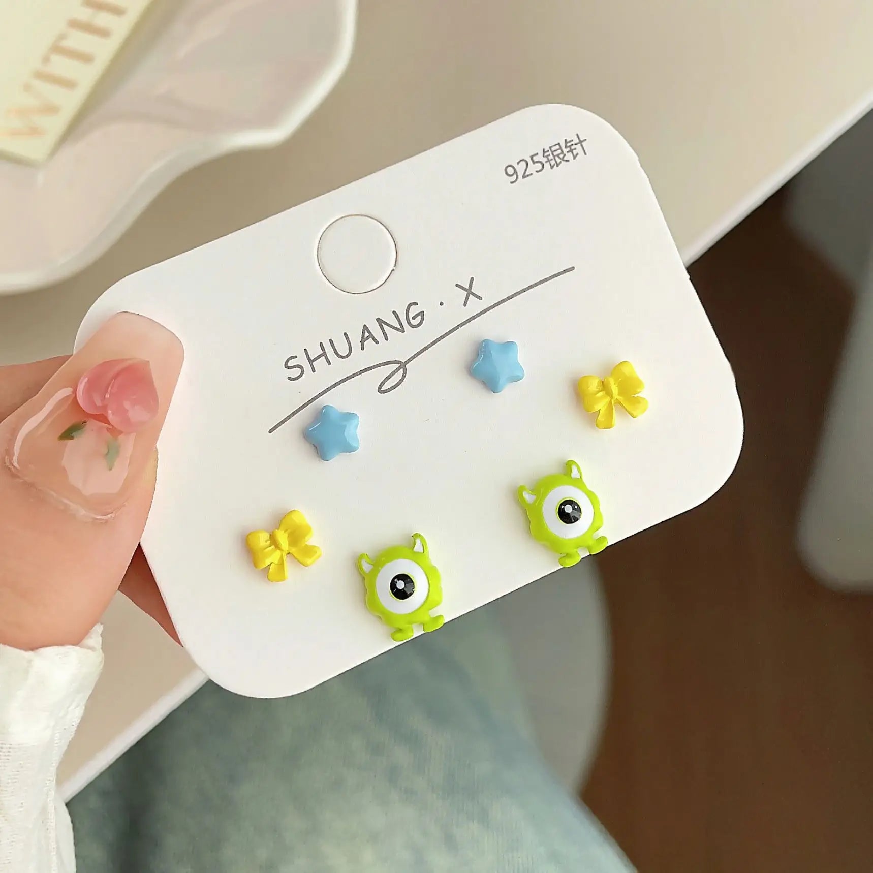 DAIIIBABYYY  -  Cute Funny Monster Eyes Stud Earrings Set Women Y2K Kpop Fashion C-Shape Earring Set Goth Jewelry brincos Accessories