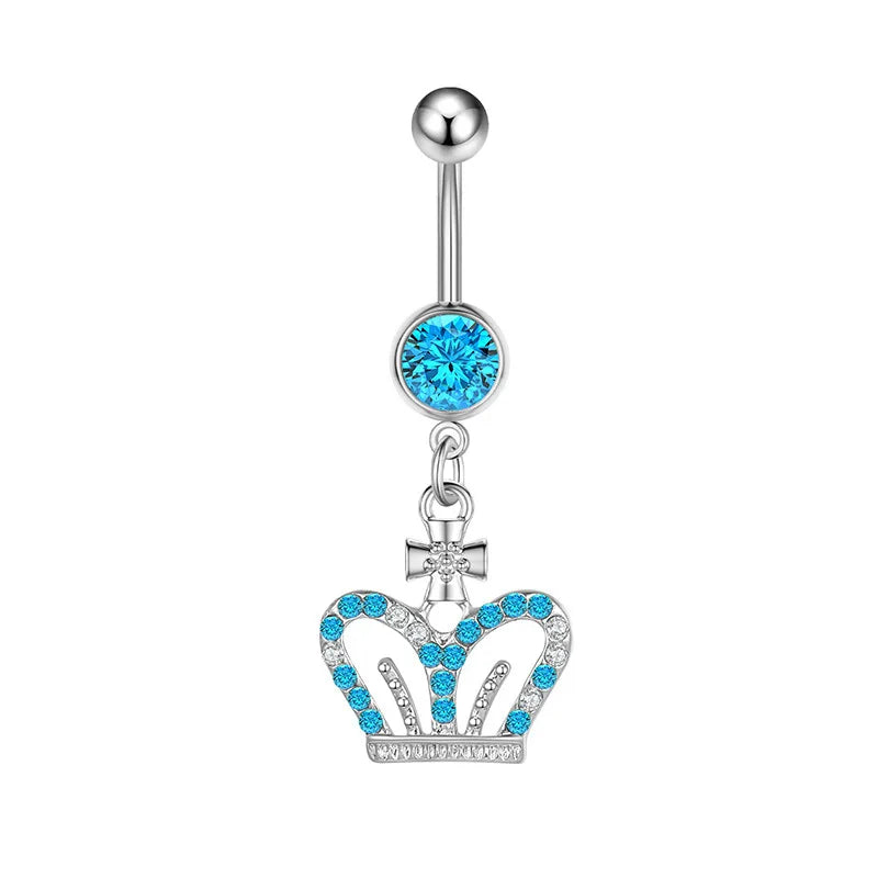 DAIIIBABYYY  -  Fashion Crystal Stainless Steel Flower Butterfly Belly Piercing for Women Silver Color Belly Button Rings Body Jewelry