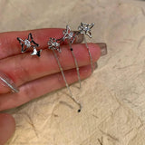 DAIIIBABYYY  -  Luxury Women's Asymmetric Butterfly Earrings Temperament Rhinestone Tassel Zircon Earrings Shiny Wedding Party Y2K Jewelry Gifts