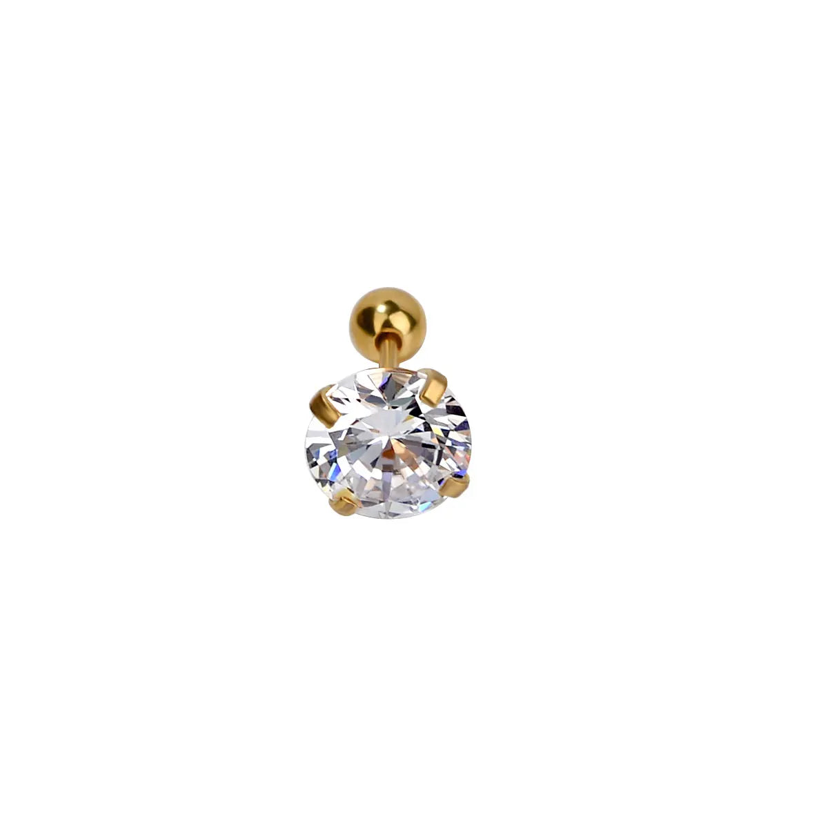 DAIIIBABYYY  -  1pc 3/4/5/6/7/8mm 3 Colors Punk Stainless Titanium Steel  Zircon Crystal Stud Earrings For Men Women Tragus Helix Body Piercing