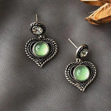DAIIIBABYYY  - 2Pcs Vintage Heart Braided Twine Geometric Classic Alloy Zirconia Multicolor Dangle Earrings Women Party Prom Daily Gift