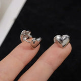 DAIIIBABYYY  -  Punk Silver Metal Heart Ear Cuff Clips Fake Piercing Earrings for Women Fashion Stainless Steel Earring Jewelry Gifts