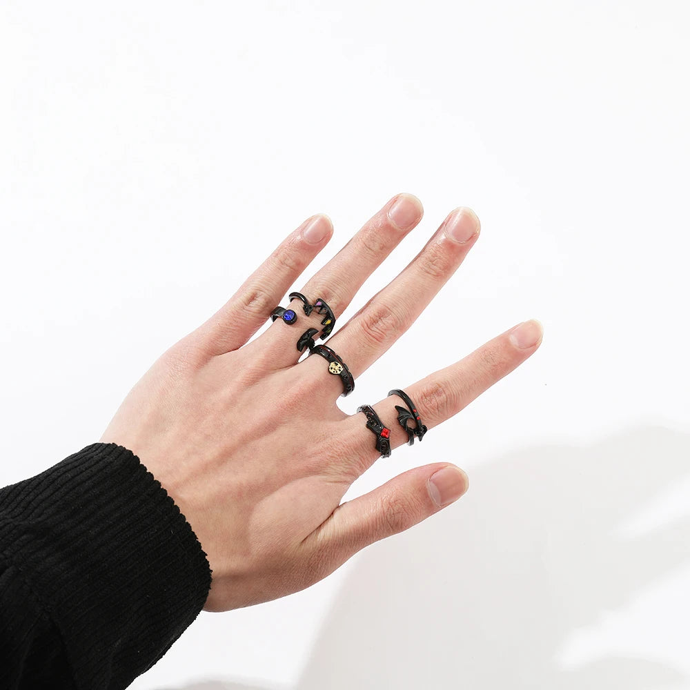 DAIIIBABYYY  -  Gothic Style Metal Set Rings Fashion Jewelry Open Ring for Men Jewelry Trendy Finger Ring Women Accessories Friend Gifts