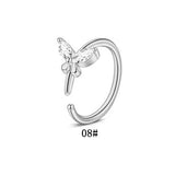 DAIIIBABYYY  -  1Pcs Fashion Star Heart CZ Nose/Lip/Ear Hoops Septum Hoop Nose Ring Crystal Piercing Ear Tragus Cartilage Earrings Body Jewelry